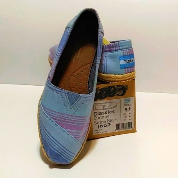 TOMS Summer Stripe Blue - Picture 1 of 4